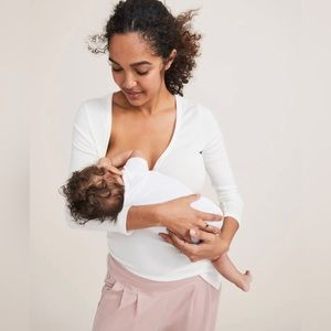 🤍 Nom Maternity White Cotton Nursing Top